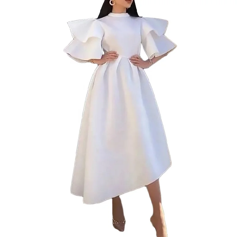 2022 Summer New Women Ladies Evening Dresses Double Layered Ruffle Swagger Big Swing Dress Elegant Casual Women Swagger Skirt Tunics Plaid country 2022 Summer New Women Ladies Evening Dresses Double Layered Ruffle Swagger Big Swing Dress Elegant Casual Women Swagger Skirt Tunics Plaid country