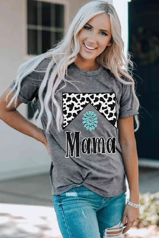 MAMA Cow Print Ladies T-Shirt-- Plaid T-Shirt Polka Dot Checkered