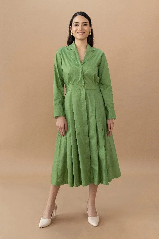 Clara Dress - Olive A-Line Day Work
