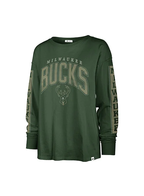 Women's '47 Brand Frankie Tomcat Soa Milwaukee Bucks Long Sleeve T-Shirt -- Basic T-Shirt Crew Neck Short Sleeve Women's '47 Brand Frankie Tomcat Soa Milwaukee Bucks Long Sleeve T-Shirt -- Basic T-Shirt Crew Neck Short Sleeve