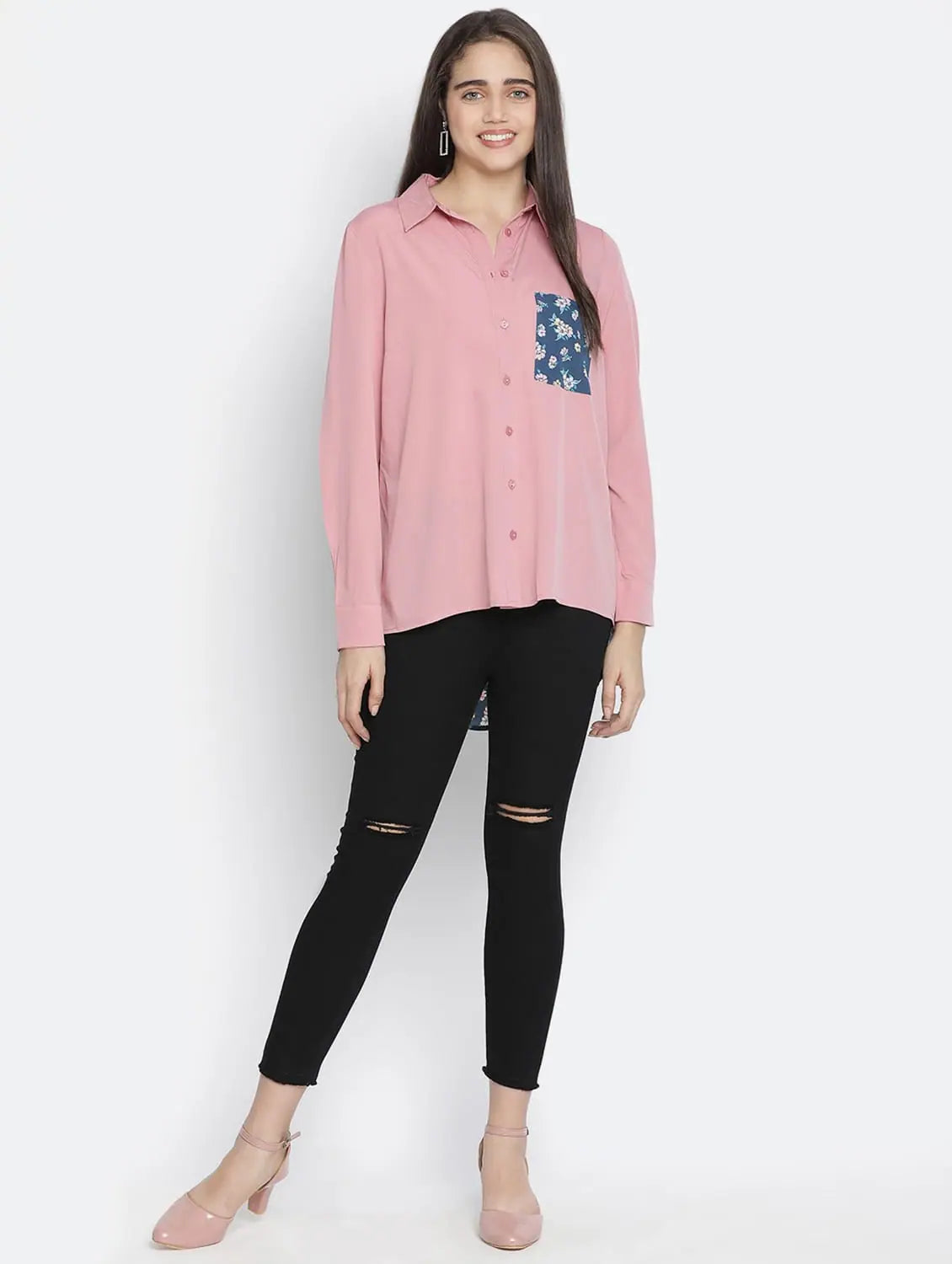 Modus Pink Colour Women Shirt-- Ribbed T-Shirt High Neck Heavyweight