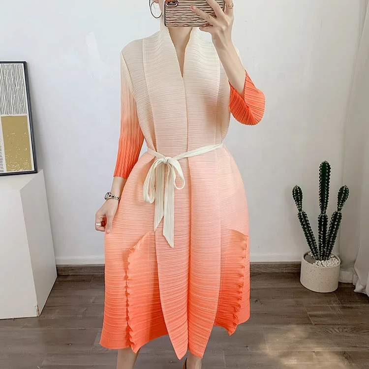 OUDINA New Fashion Loose Gradient Color Plus Size Long Casual Elegant Womans Dress Abaya Pleated For Dresses Halter Neckline Beach OUDINA New Fashion Loose Gradient Color Plus Size Long Casual Elegant Womans Dress Abaya Pleated For Dresses Halter Neckline Beach