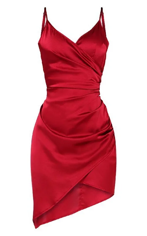 Burgundy Satin Short Homecoming Dress Tunics Business professional