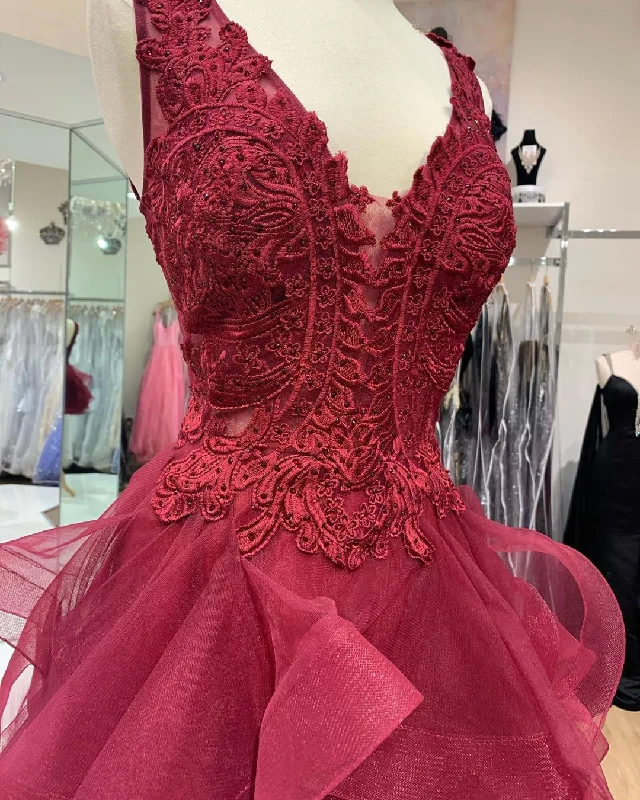Burgundy Short Homecoming Dress, Backless 6189 Maxi Flowy Bohemian