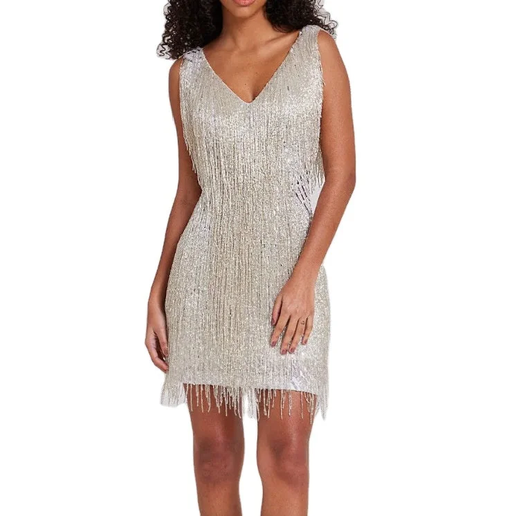 TWOTWINSTYLE Elegant And Sexy Deep V Sling Solid Color New Tassel Women Ladies Dresses A-Line Day Work TWOTWINSTYLE Elegant And Sexy Deep V Sling Solid Color New Tassel Women Ladies Dresses A-Line Day Work