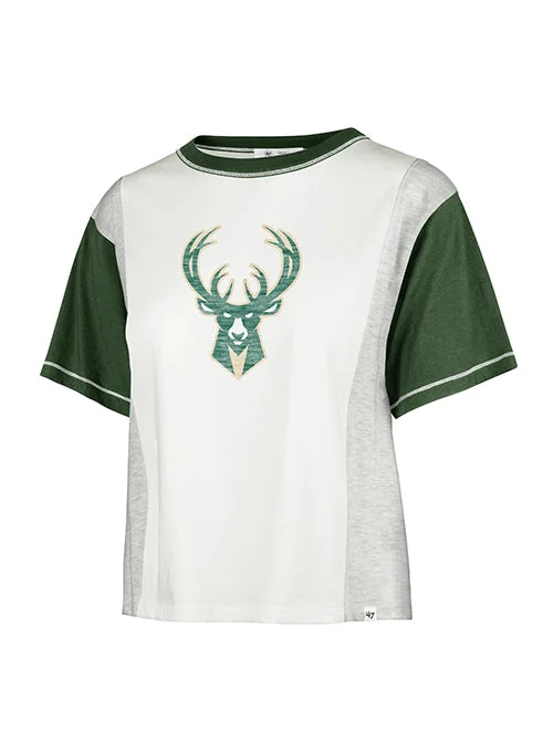 Women's '47 Brand Premier Tilda Milwaukee Bucks T-Shirt-- Graphic T-Shirt Round Neck Polyester Women's '47 Brand Premier Tilda Milwaukee Bucks T-Shirt-- Graphic T-Shirt Round Neck Polyester