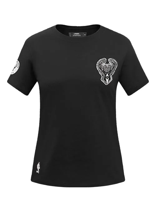 Women's Pro Standard Pearls Milwaukee Bucks Slim Fit T-Shirt-- Nylon Fabric Polyester Fabric Spandex Fabric Women's Pro Standard Pearls Milwaukee Bucks Slim Fit T-Shirt-- Nylon Fabric Polyester Fabric Spandex Fabric