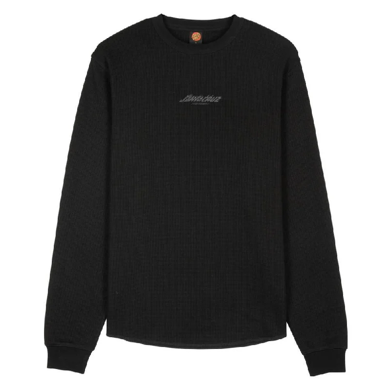 Santa Cruz L/S T-Shirt Flame Strip Waffle - Black-- Striped Floral Plaid
