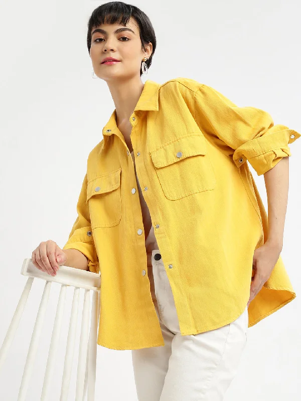 Women Solid Mustard Oversized Shirt-240-Mustard-- Fleece Fabric Down Fabric Feather Fabric Women Solid Mustard Oversized Shirt-240-Mustard-- Fleece Fabric Down Fabric Feather Fabric