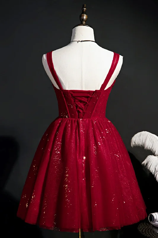 Elegant Sleeveless Tulle Sequins Short Homecoming Dresses Tunics Office stylish