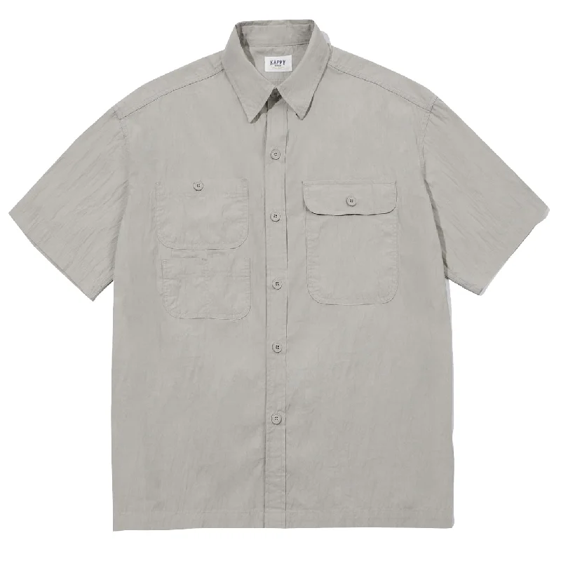 Kappy Sunrise Utility Half Shirt Greige-- Fitted T-Shirt Seamless Stretchy