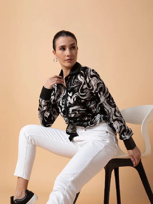 Women Abstract White Slim Fit Shirt-809-1-White-- Hooded Caped Shawl Collar