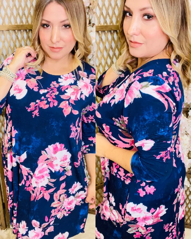Floral 3/4 Sleeve Dress Tunics Bestseller popular