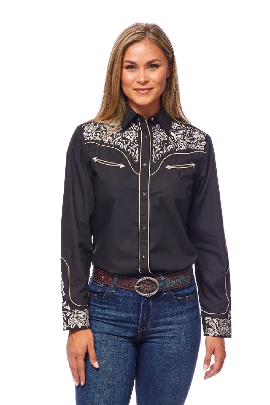 Women’s Western Embroidered Shirts -LS500-511-- Boxy Fit Fitted Loose