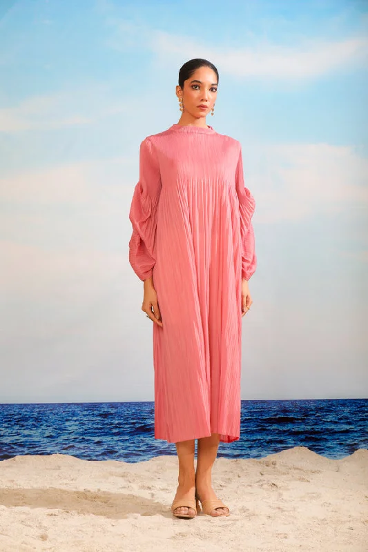 Rosy Long Dress - Bubblegum Pink Tunics Handmade artisanal