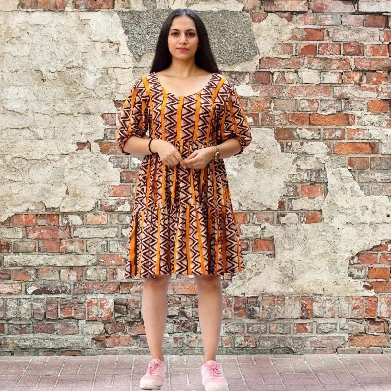 Tier Dress | Comfortable Day Wear | Golden Yellow And Brown | Batik Printed Tunics Review highly Tier Dress | Comfortable Day Wear | Golden Yellow And Brown | Batik Printed Tunics Review highly