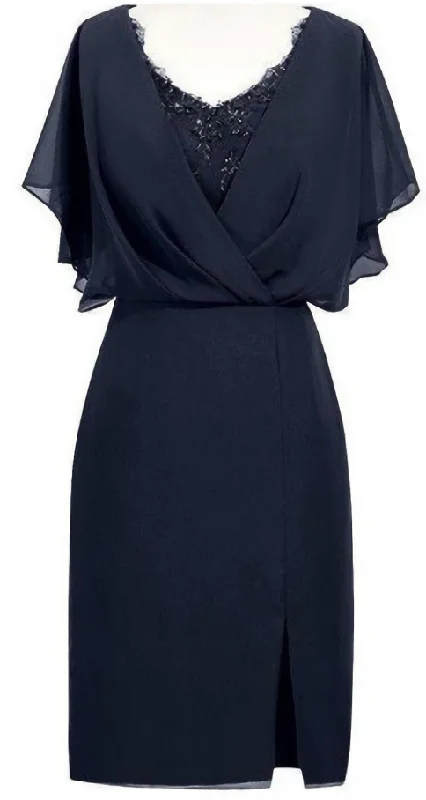 Sheath V Neck Short Navy Blue Chiffon Mother Of The Bride Homecoming Dress, With Beading Tunics Recommended stylist Sheath V Neck Short Navy Blue Chiffon Mother Of The Bride Homecoming Dress, With Beading Tunics Recommended stylist