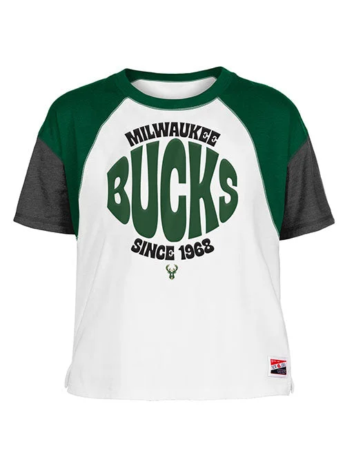 Women's New Era Wrapped Milwaukee Bucks T-shirt-- Hooded Caped Shawl Collar