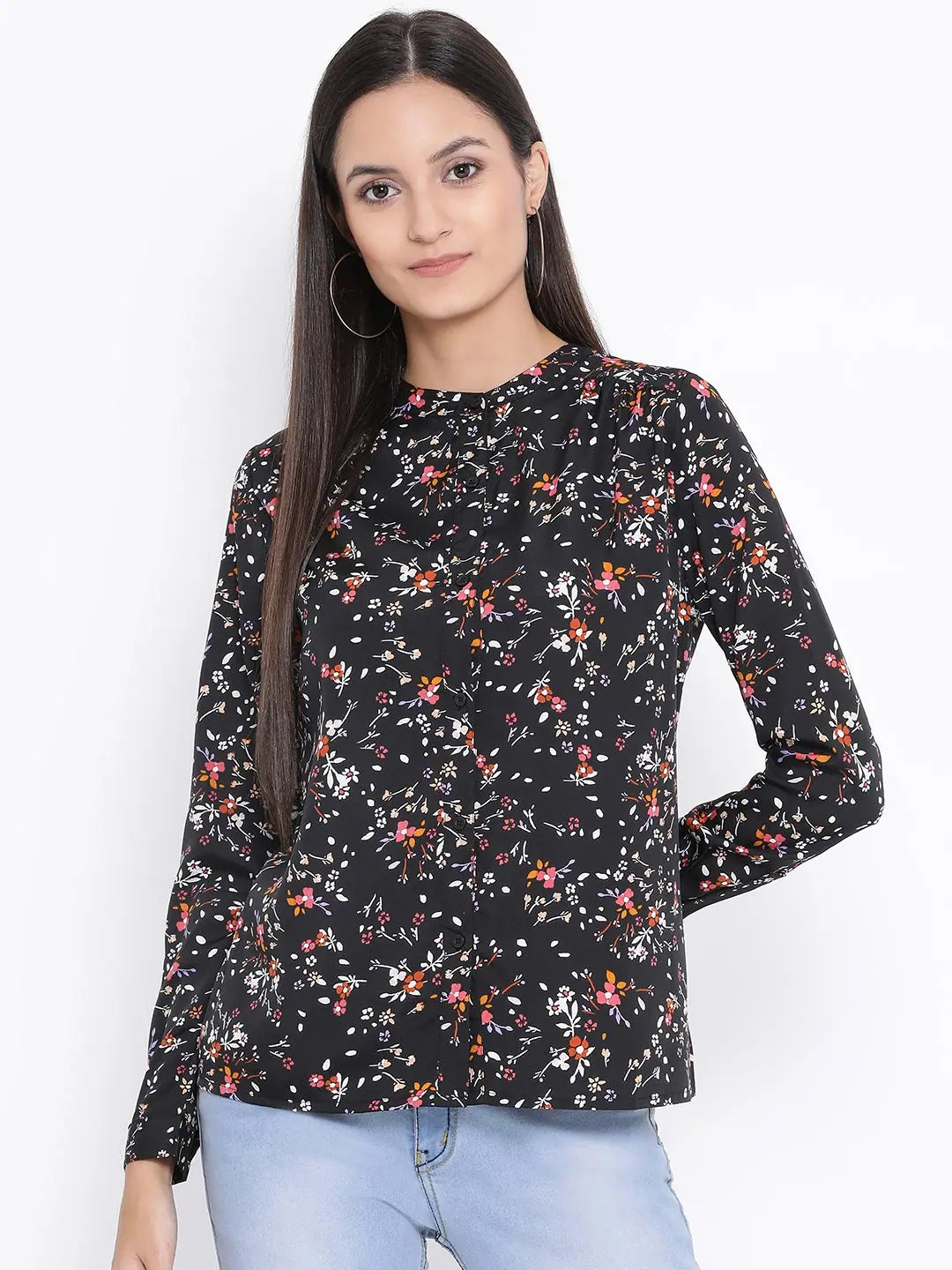 Floral Carl Chic Women’s Shirt-- Machine Wash Dry Clean Hand Wash