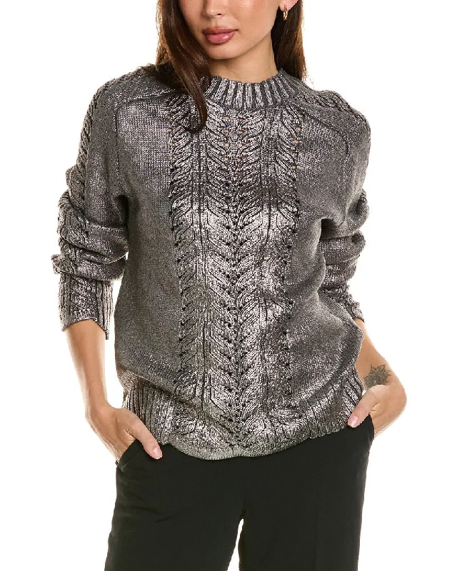 Alberta Ferretti Foiled Wool Sweater Rayon Fabric Velvet Fabric Corduroy Fabric