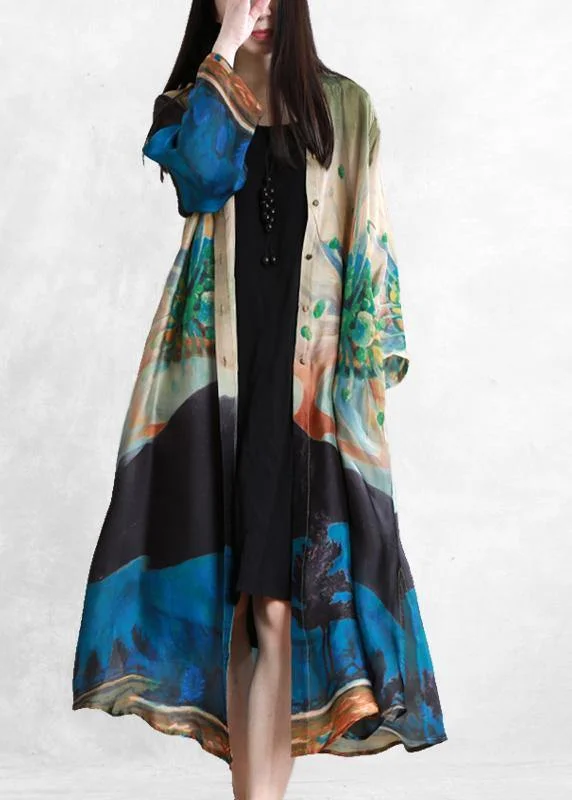 Bohemian Blue Green Print Fine Outfit Outfits Button Down Cardigan Elegant Classic Vintage Bohemian Blue Green Print Fine Outfit Outfits Button Down Cardigan Elegant Classic Vintage
