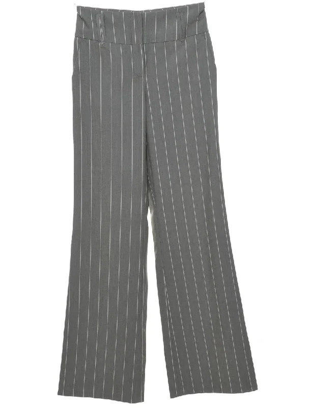 Pinstripes Grey Trousers - W28 L34 Trousers trendy modern