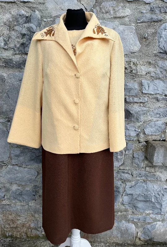 70s beige&brown dress&jackets uk 14 Satin Fabric Silk Fabric Chiffon Fabric