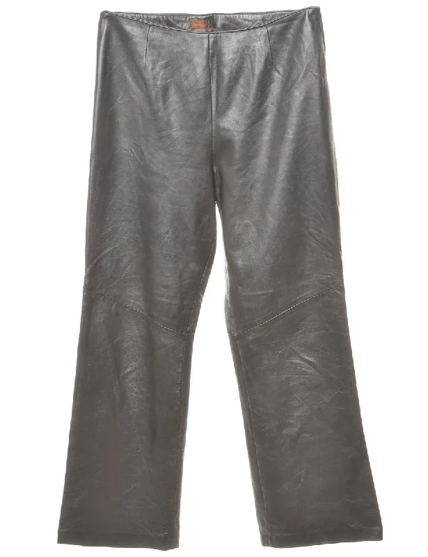 Black Leather Trousers - W30 L28 Trousers Travel Practical
