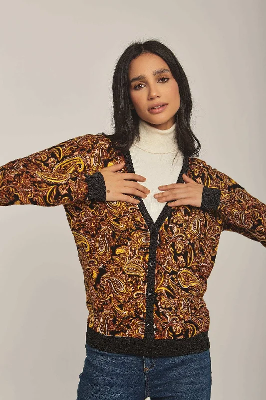 Women Regular Fit Cardigan - Paisley Multicolor Tailored Straight A-Line