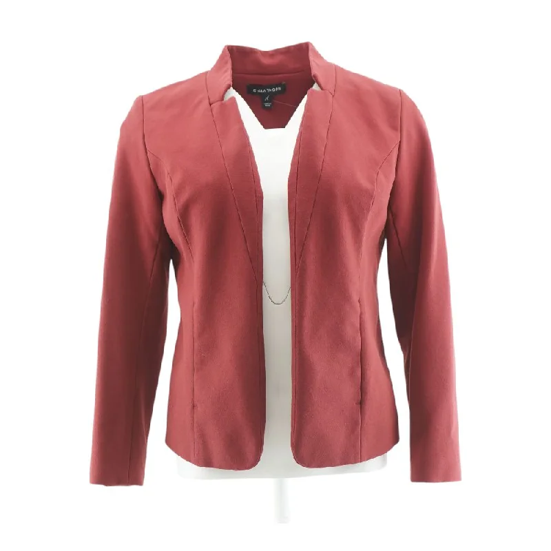 Red Solid Blazer Women's Trendy Suit