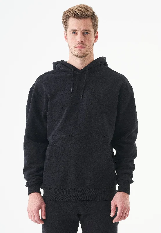 Halki Unisex Soft Touch Organic Cotton Hoodie Black Hoodie with Back Slit Movement Comfort Halki Unisex Soft Touch Organic Cotton Hoodie Black Hoodie with Back Slit Movement Comfort