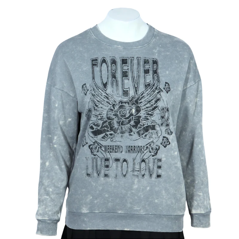 SELF ESTEEM - Graphic print crew neck sweatshirt Hoodie with Bell Sleeves Flared Feminine SELF ESTEEM - Graphic print crew neck sweatshirt Hoodie with Bell Sleeves Flared Feminine