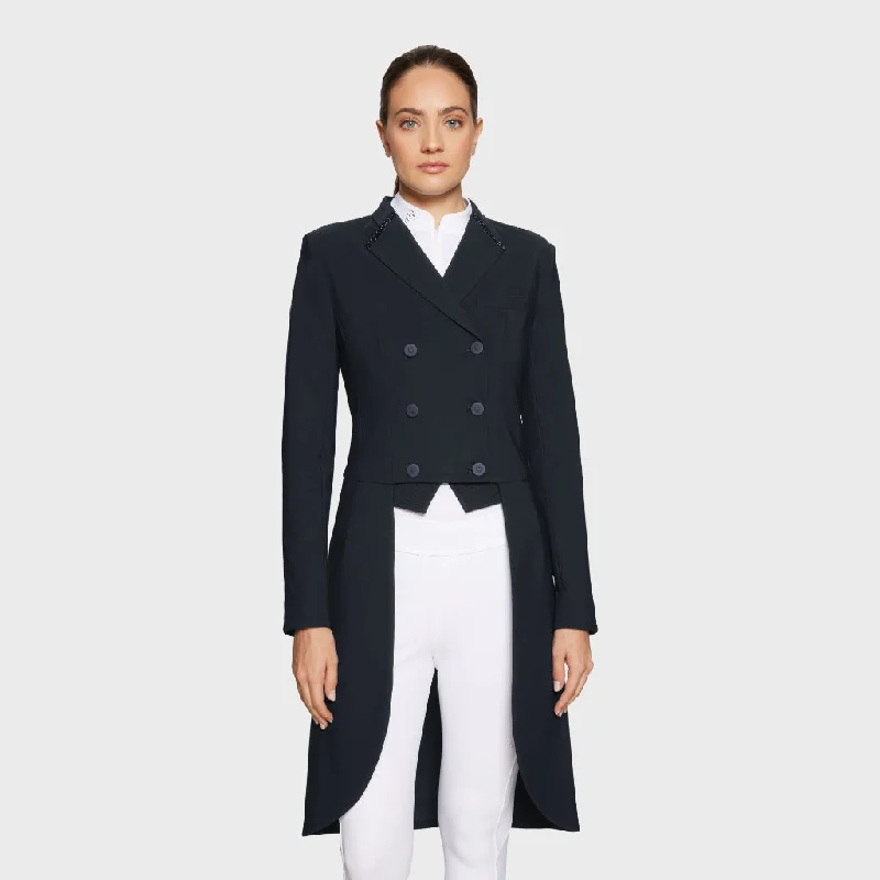 Samshield Frac Premium Dressage Tail Coat Navy Cuffed Rolled Raglan