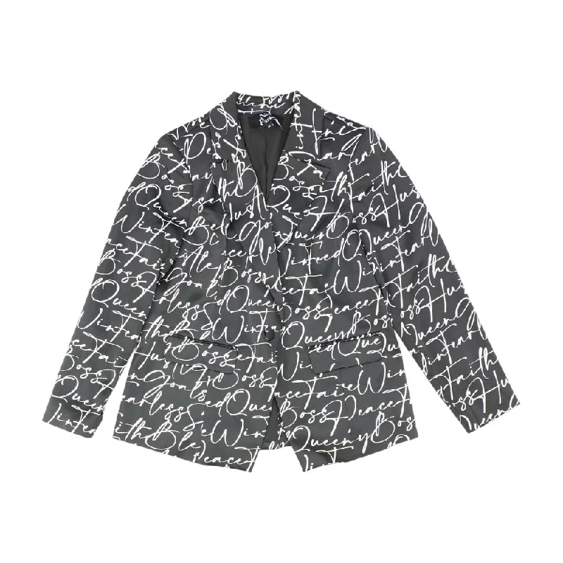 Black Graphic Blazer Women's High-End Blazer
