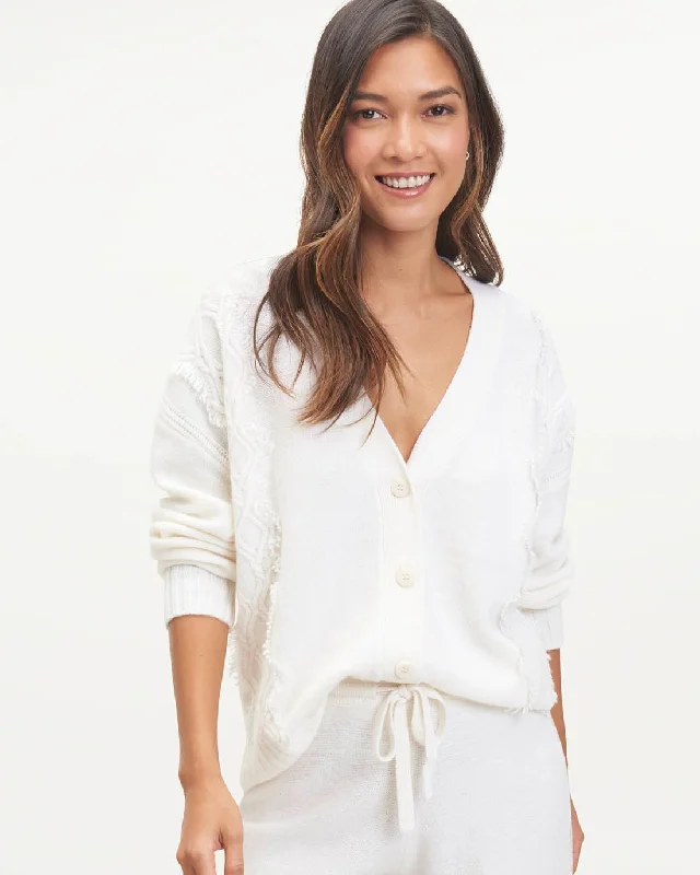 Camelia Cashmere Cardigan Houndstooth Herringbone Solid