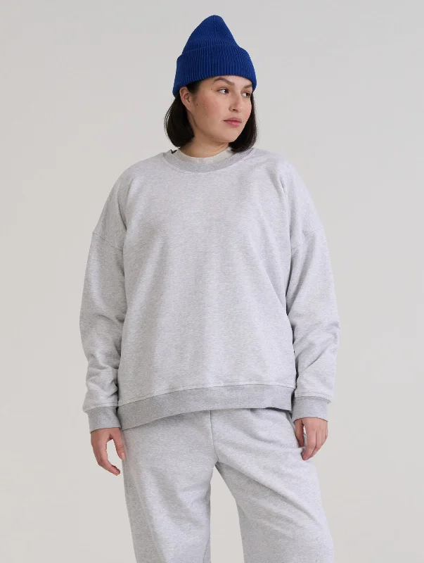 Malla Sweatshirt Marble Grey Hoodie with Mock Neck Collared Structured