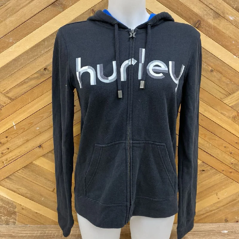 Hurley - Full-Zip Hoodie - MSRP comp $76: Black-women-MD Hoodie with Hem Drawcord Adjustable Customizable Hurley - Full-Zip Hoodie - MSRP comp $76: Black-women-MD Hoodie with Hem Drawcord Adjustable Customizable
