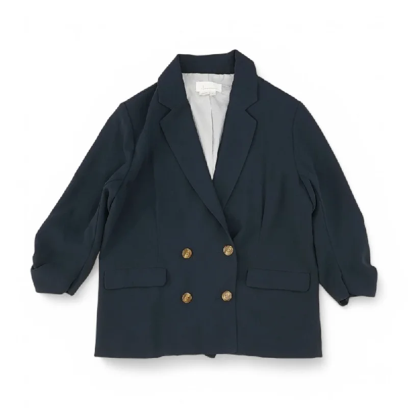 Navy Solid Blazer Women's Denim Suit