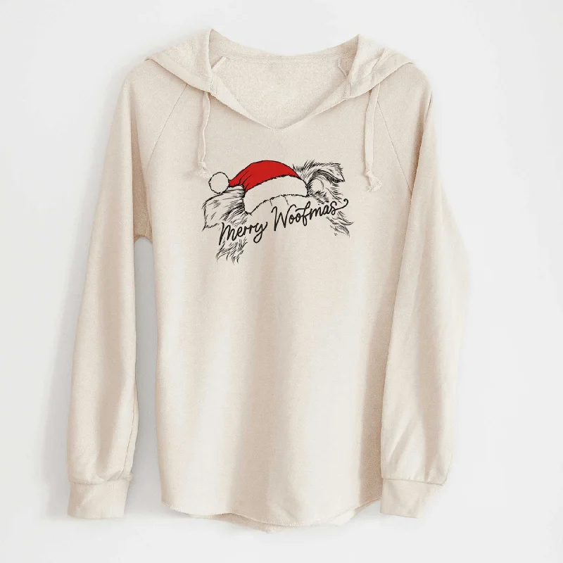 Merry Woofmas - Border Collie - Cali Wave Hooded Sweatshirt Hoodie with Button Classic Timeless Merry Woofmas - Border Collie - Cali Wave Hooded Sweatshirt Hoodie with Button Classic Timeless