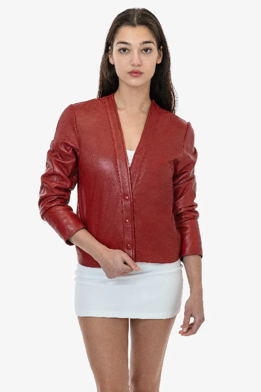 RLH3000 - Leather Collarless Blazer Women's Brand Blazer