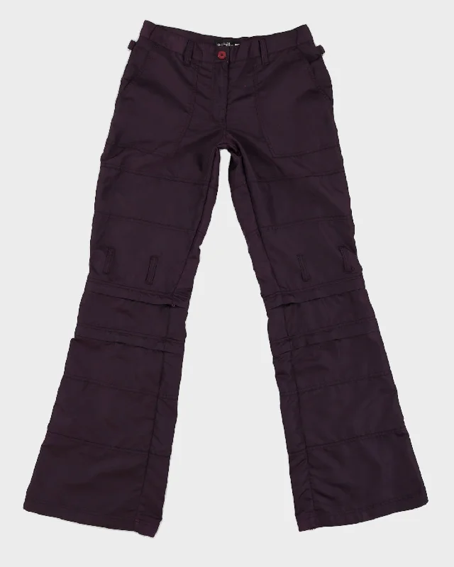 Y2K 00s Purple Nylon Tear Off Raver Trousers - S Trousers Top Rated