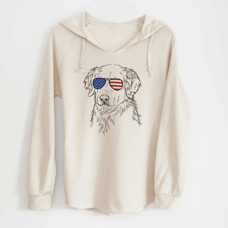 USA Spencer the Golden Retriever - Cali Wave Hooded Sweatshirt Hoodie with High Neck Warm Protective USA Spencer the Golden Retriever - Cali Wave Hooded Sweatshirt Hoodie with High Neck Warm Protective