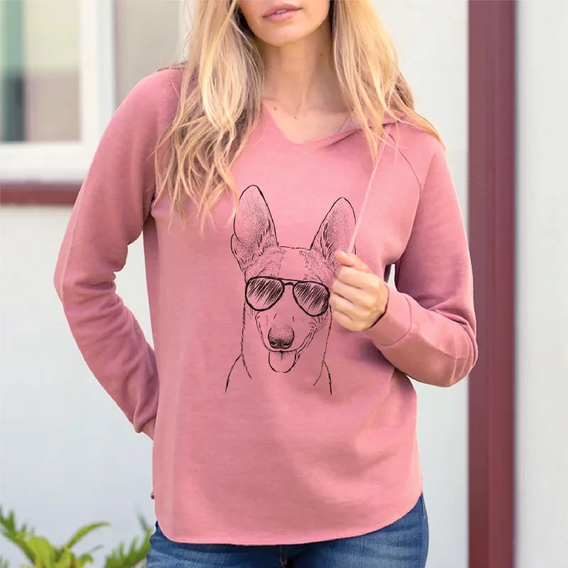 Aviator Berlin the Carolina Dog - Cali Wave Hooded Sweatshirt Hoodie with Frayed Bohemian Relaxed Aviator Berlin the Carolina Dog - Cali Wave Hooded Sweatshirt Hoodie with Frayed Bohemian Relaxed