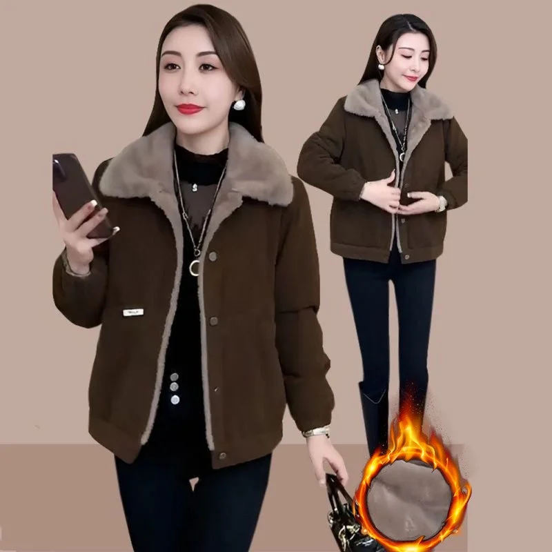 zp507-New style fashionable and versatile loose and thick warm coat Faux Fur Real Fur Shearling zp507-New style fashionable and versatile loose and thick warm coat Faux Fur Real Fur Shearling