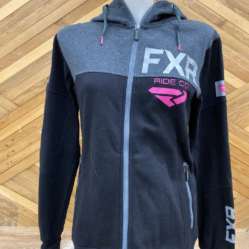 FXR - Women's Full-Zip Hoodie: Black/Grey/Pink-women-SM Hoodie with Button Classic Timeless FXR - Women's Full-Zip Hoodie: Black/Grey/Pink-women-SM Hoodie with Button Classic Timeless