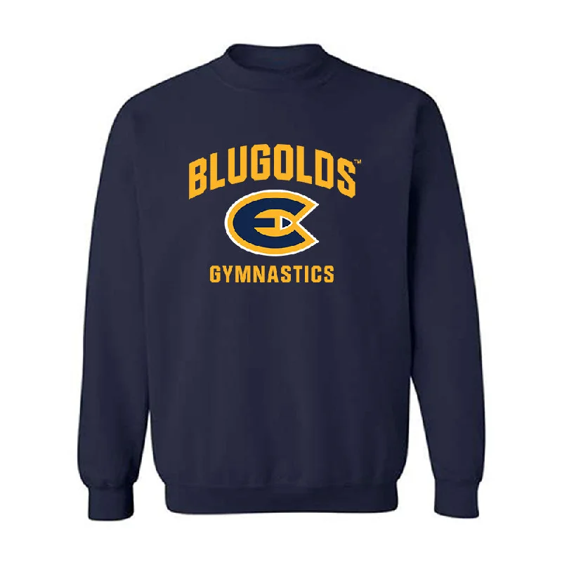 UW Eau Claire - NCAA Women's Gymnastics : Meghan Dahlin - Classic Shersey Crewneck Sweatshirt Hoodie with Frayed Bohemian Relaxed UW Eau Claire - NCAA Women's Gymnastics : Meghan Dahlin - Classic Shersey Crewneck Sweatshirt Hoodie with Frayed Bohemian Relaxed