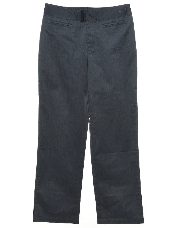 Dark Grey Classic Plain Trousers - W32 L32 Cropped Trousers Casual Linen