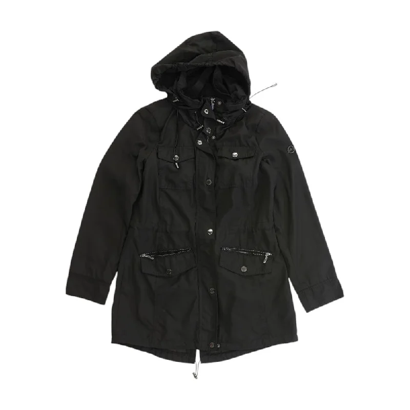 Black Solid Lightweight Coat Blazer Duffle Coat Pea Coat