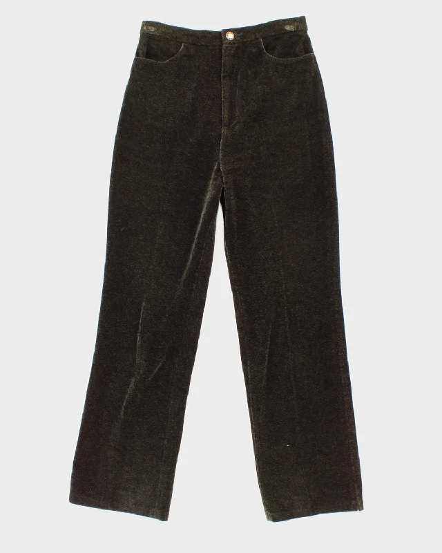 Vintage Green Velour Trousers - W28 L27 Trousers Modern Contemporary