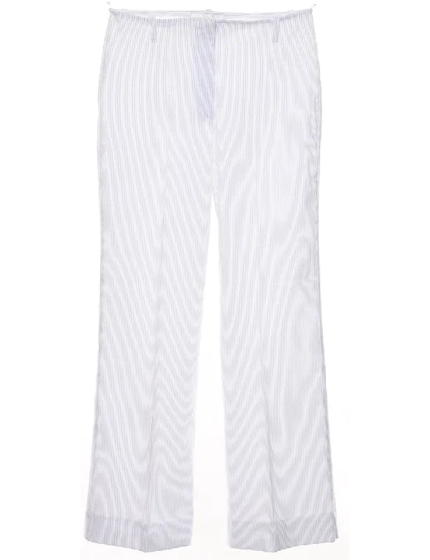 White Classic Pinstriped Trousers - W28 L26 Trousers Top Rated